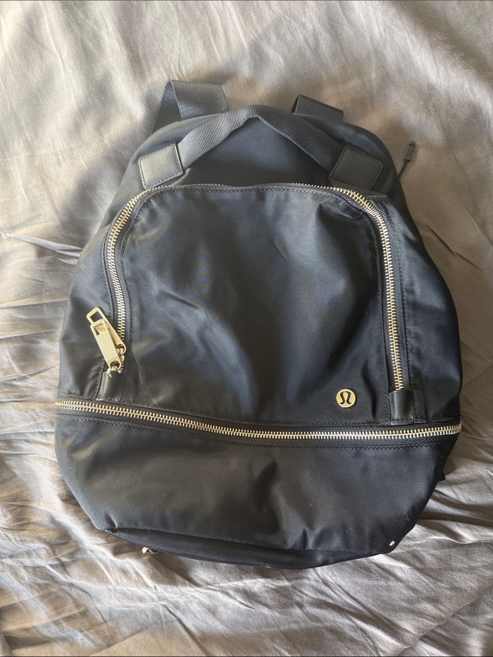 lululemon athletica Black Backpack with Gold Zippers